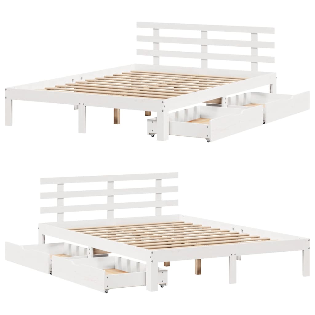 Cadre de lit avec tiroirs sans matelas blanc 140x200 cm - XIOS