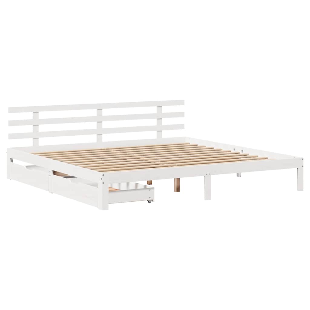 Cadre de lit avec tiroirs sans matelas blanc 180x200 cm - XIOS