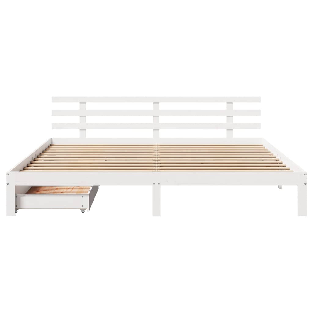 Cadre de lit avec tiroirs sans matelas blanc 180x200 cm - XIOS