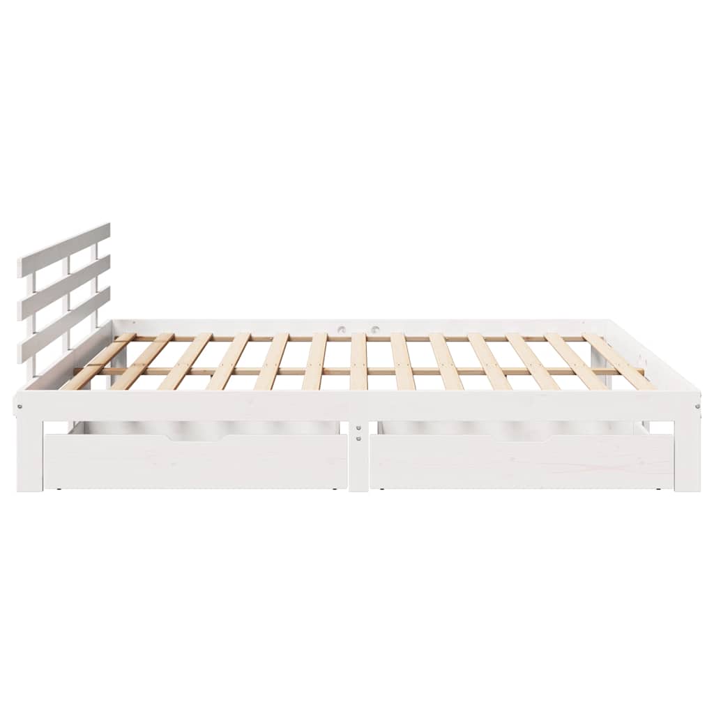 Cadre de lit avec tiroirs sans matelas blanc 180x200 cm - XIOS