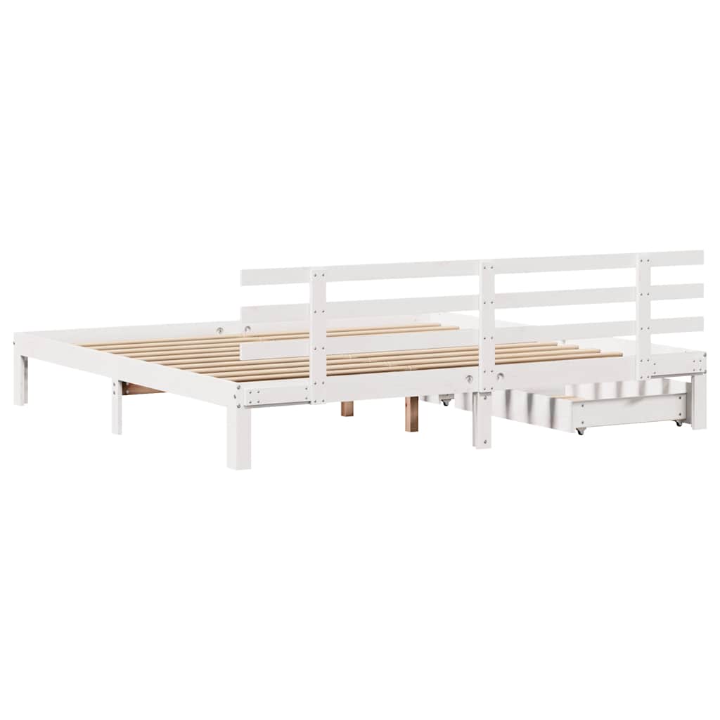 Cadre de lit avec tiroirs sans matelas blanc 180x200 cm - XIOS