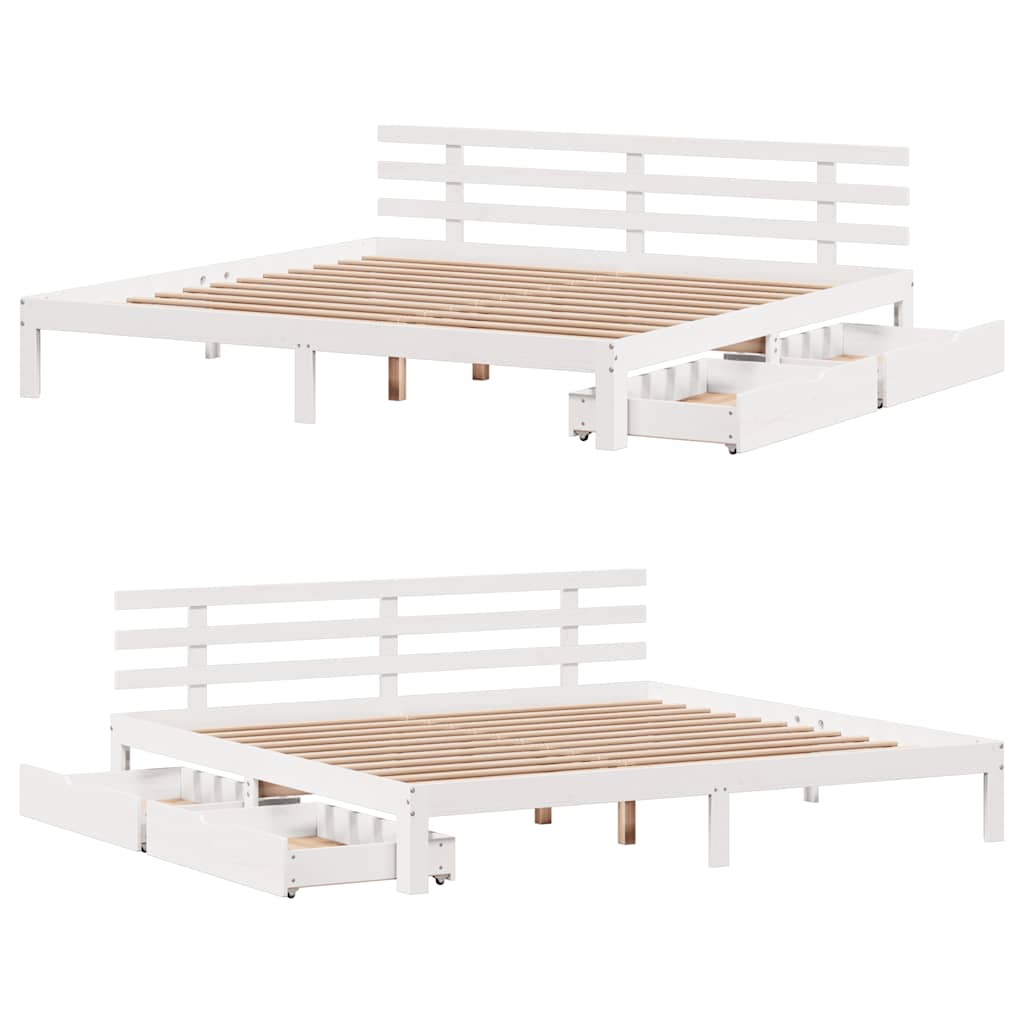 Cadre de lit avec tiroirs sans matelas blanc 180x200 cm - XIOS