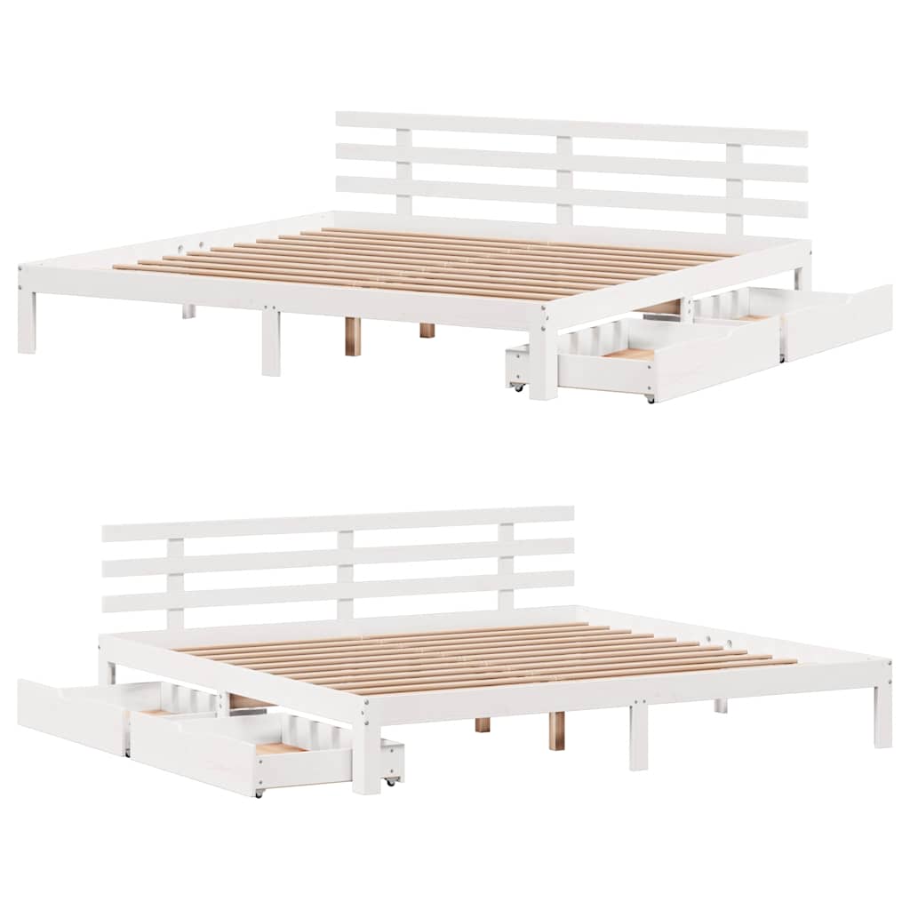 Cadre de lit avec tiroirs sans matelas blanc 180x200 cm - XIOS
