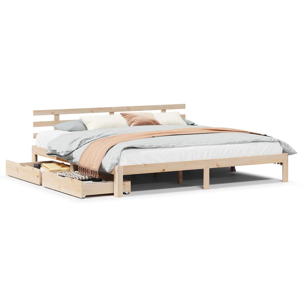 Cadre de lit avec tiroirs sans matelas 200x200 cm - XIOS