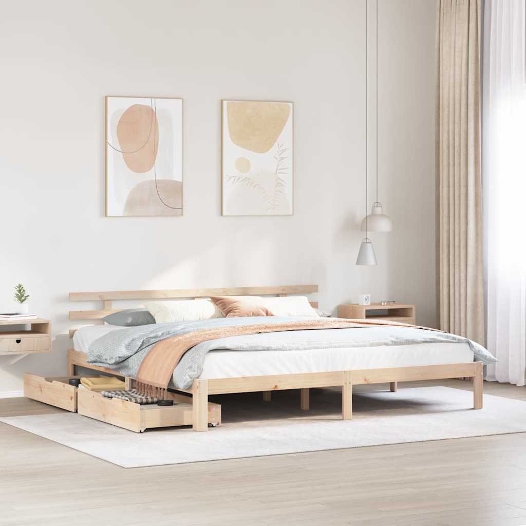 Cadre de lit avec tiroirs sans matelas 200x200 cm - XIOS