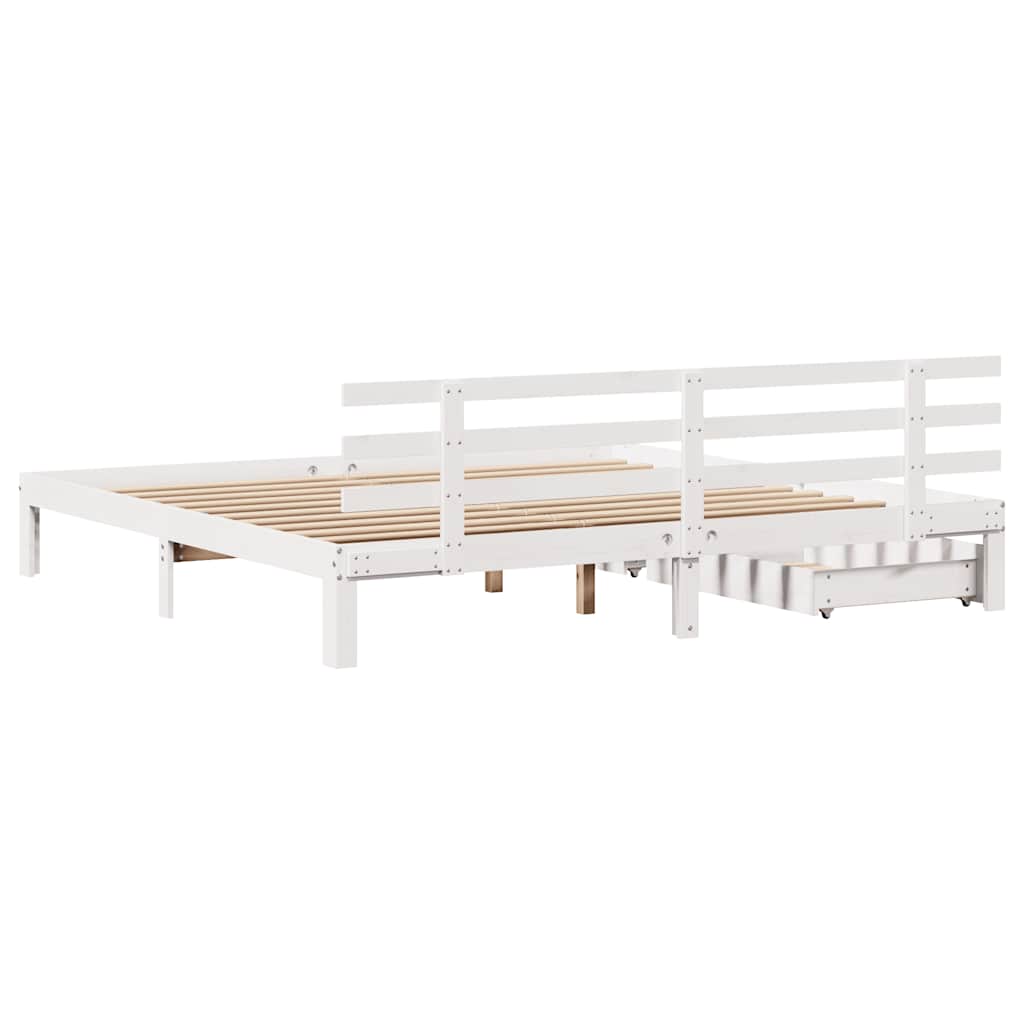 Cadre de lit avec tiroirs sans matelas blanc 200x200 cm - XIOS