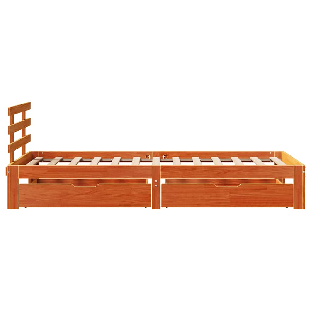 Cadre de lit avec tiroirs sans matelas cire marron 75x190 cm - XIOS