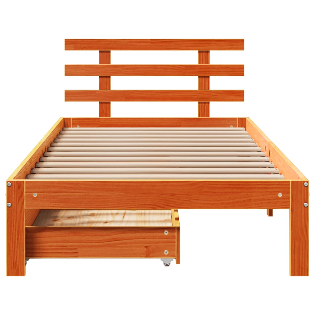Cadre de lit avec tiroirs sans matelas cire marron 100x200 cm - XIOS