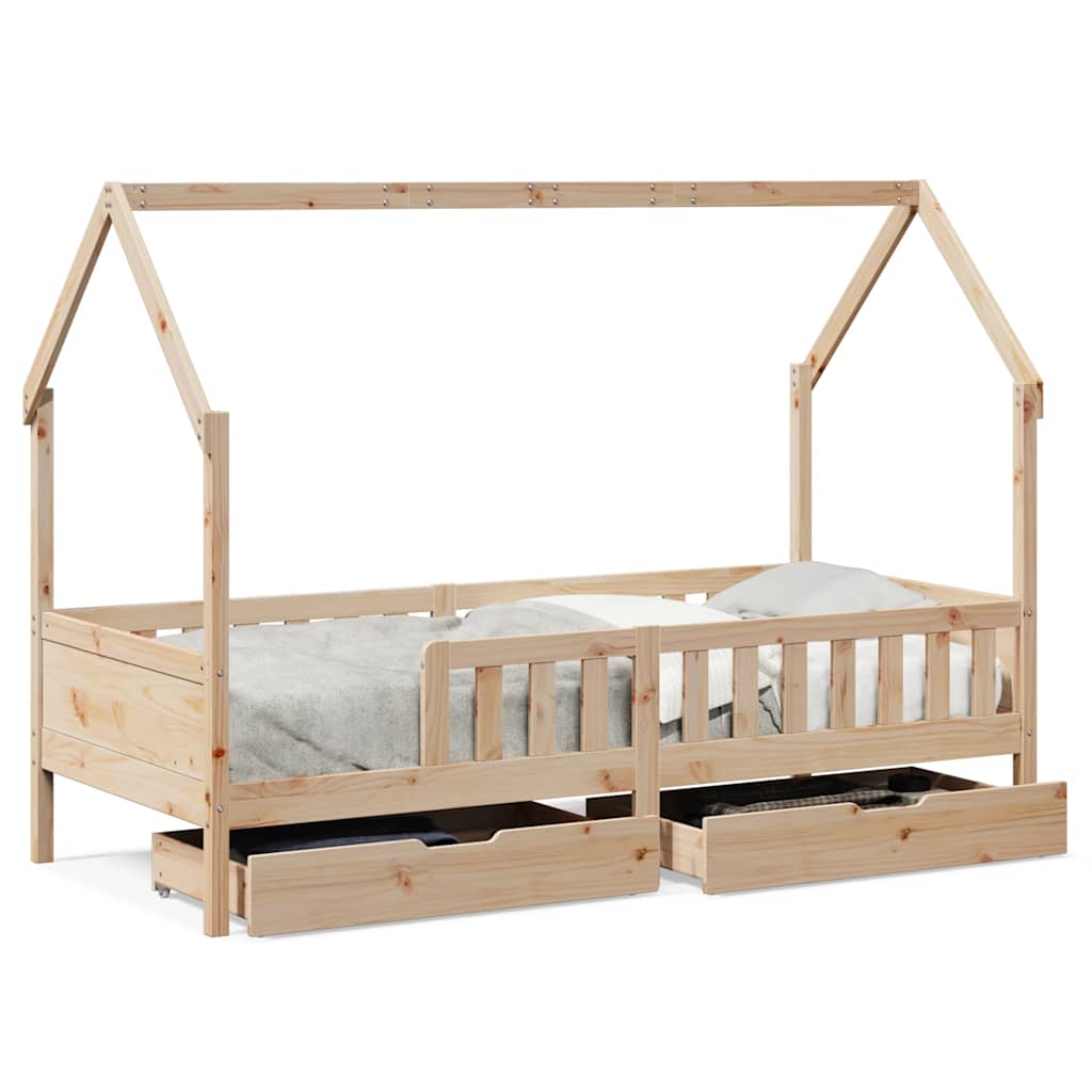 Cadre de lit enfants avec tiroirs sans matelas 90x200 cm bois - XIOS