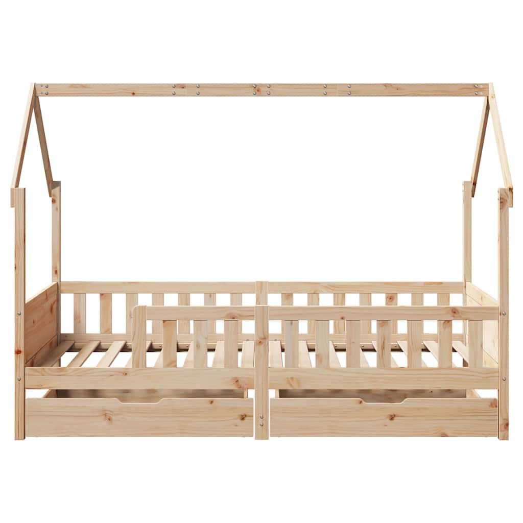 Cadre de lit enfants avec tiroirs sans matelas 90x200 cm bois - XIOS