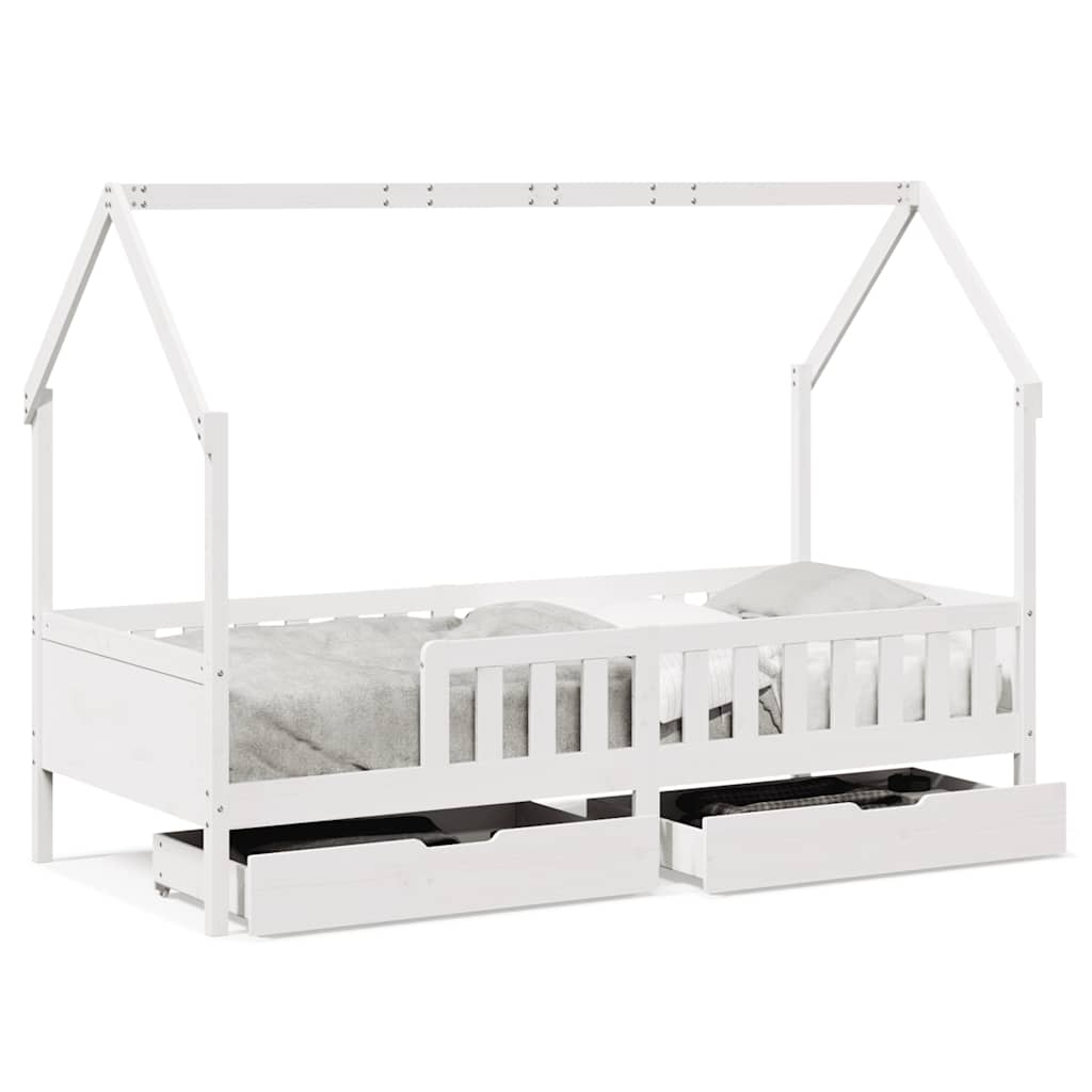 Cadre de lit enfants avec tiroirs sans matelas 90x200 cm bois - XIOS