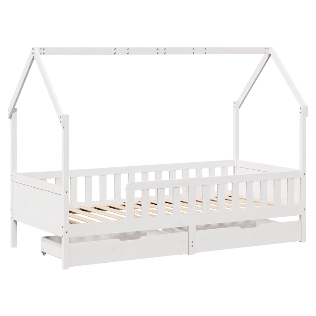 Cadre de lit enfants avec tiroirs sans matelas 90x200 cm bois - XIOS