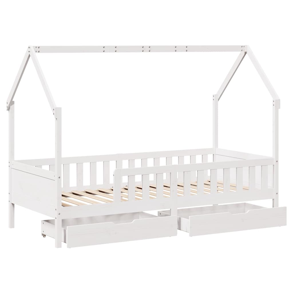 Cadre de lit enfants avec tiroirs sans matelas 90x200 cm bois - XIOS