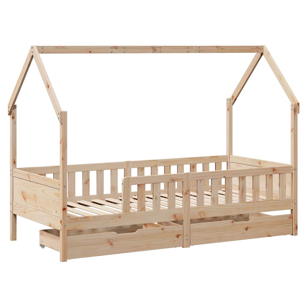 Cadre de lit enfants avec tiroirs sans matelas 80x200 cm bois - XIOS
