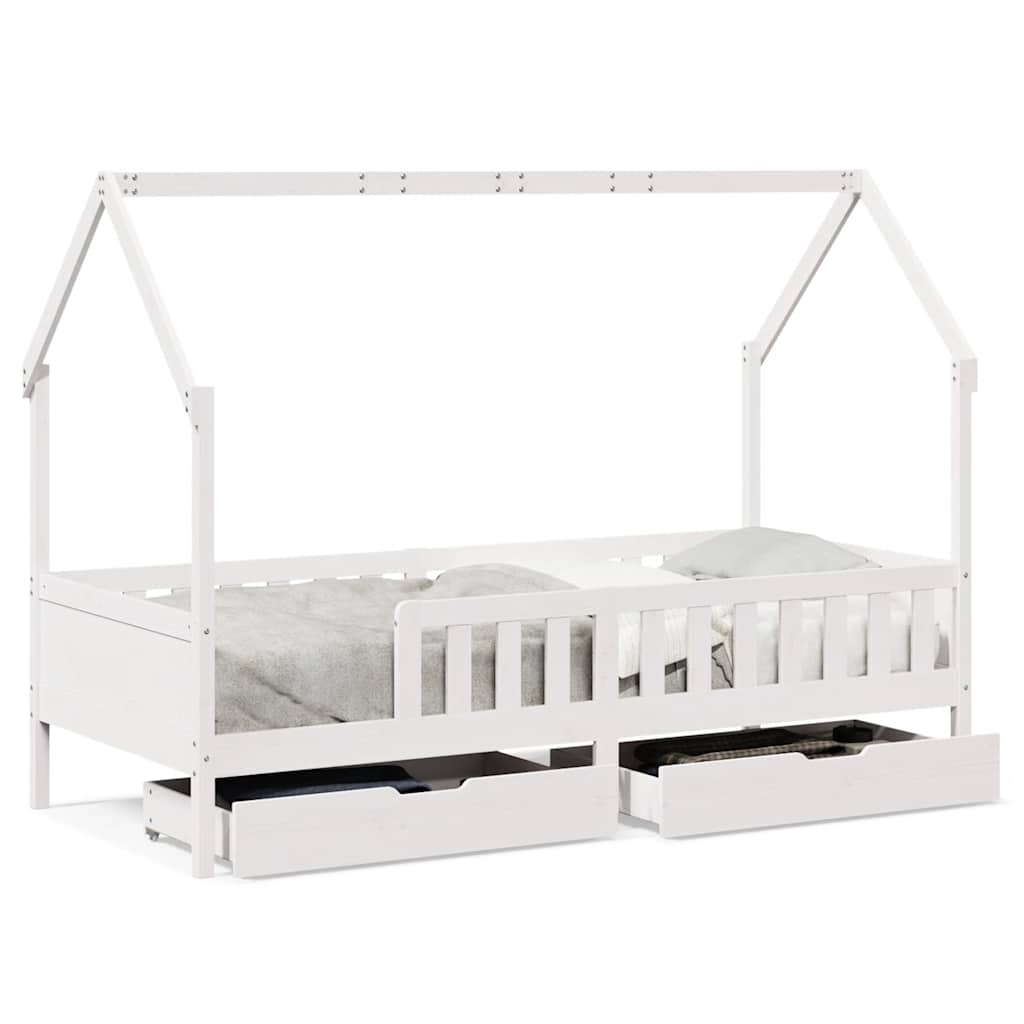 Cadre de lit enfants avec tiroirs sans matelas 80x200 cm bois - XIOS