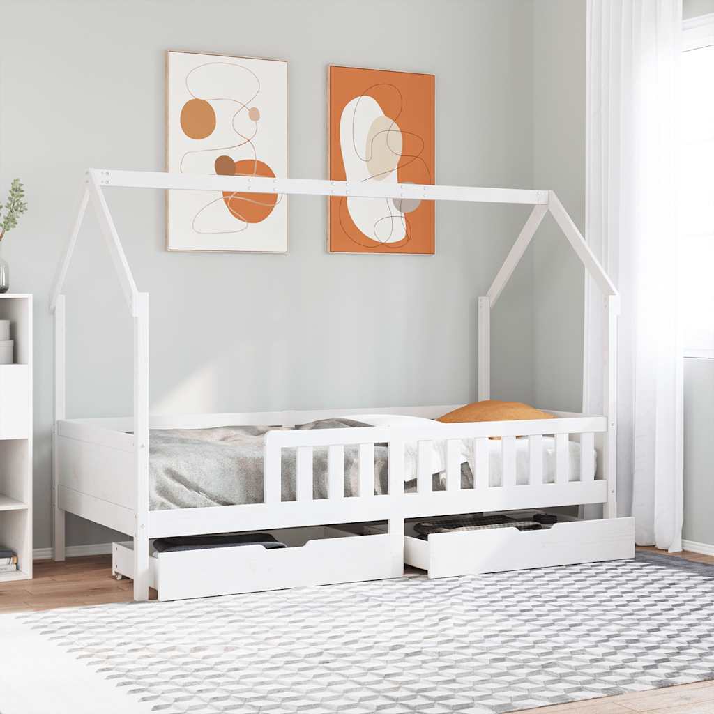 Cadre de lit enfants avec tiroirs sans matelas 80x200 cm bois - XIOS