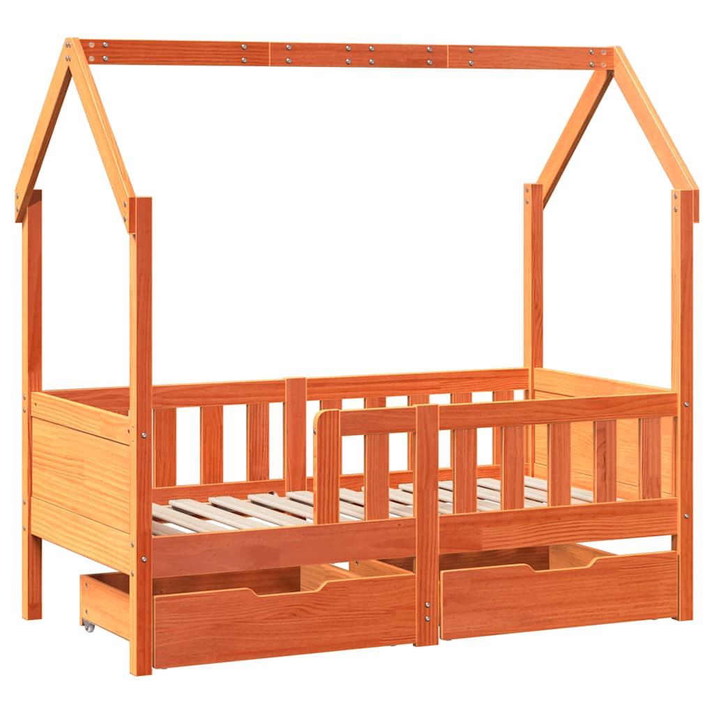Cadre de lit enfant avec tiroirs sans matelas 80x170 cm bois - XIOS