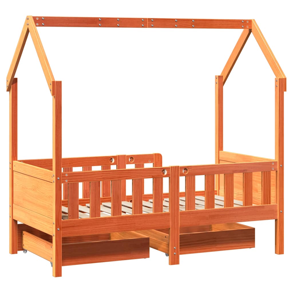 Cadre de lit enfant avec tiroirs sans matelas 80x170 cm bois - XIOS