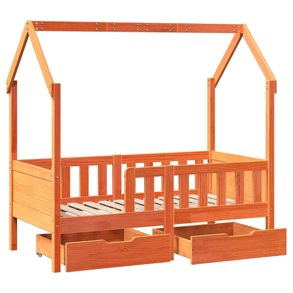 Cadre de lit enfant avec tiroirs sans matelas 80x170 cm bois - XIOS