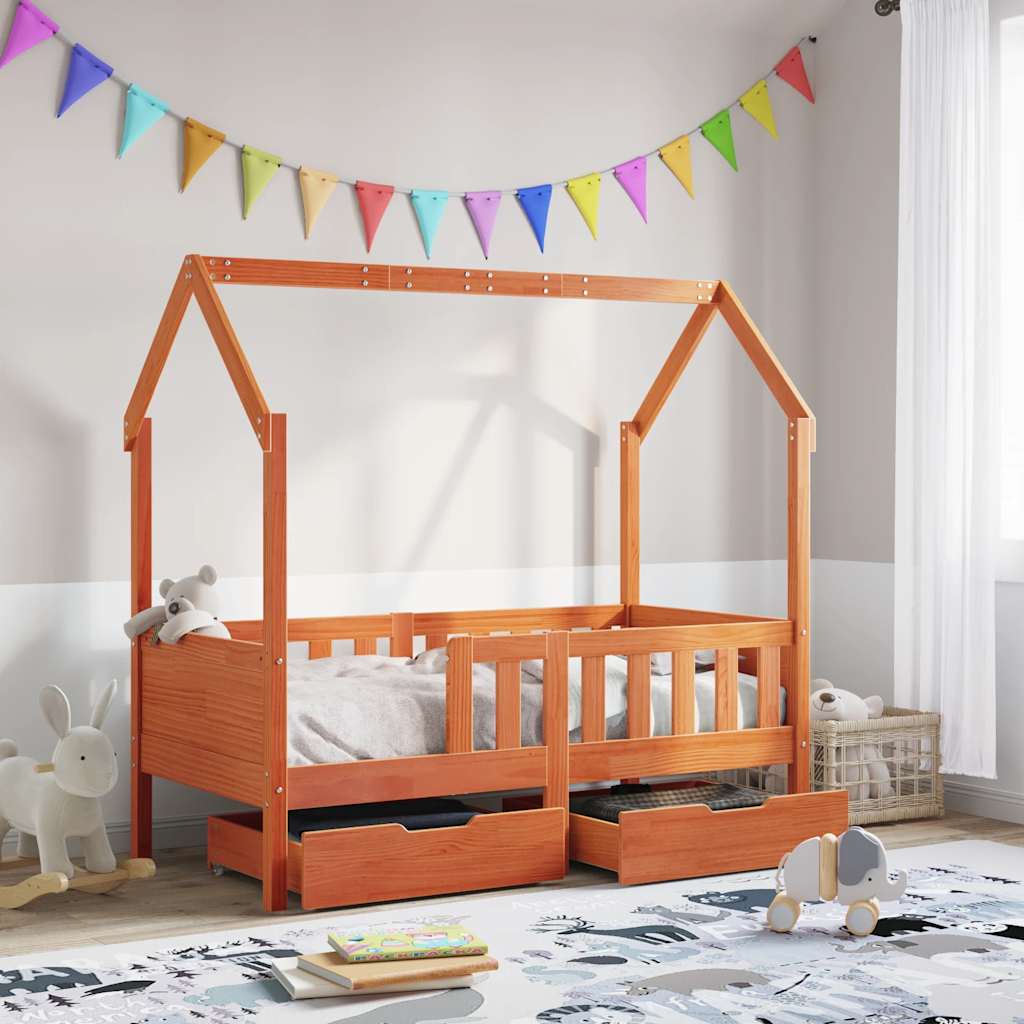 Cadre de lit enfant avec tiroirs sans matelas 80x170 cm bois - XIOS