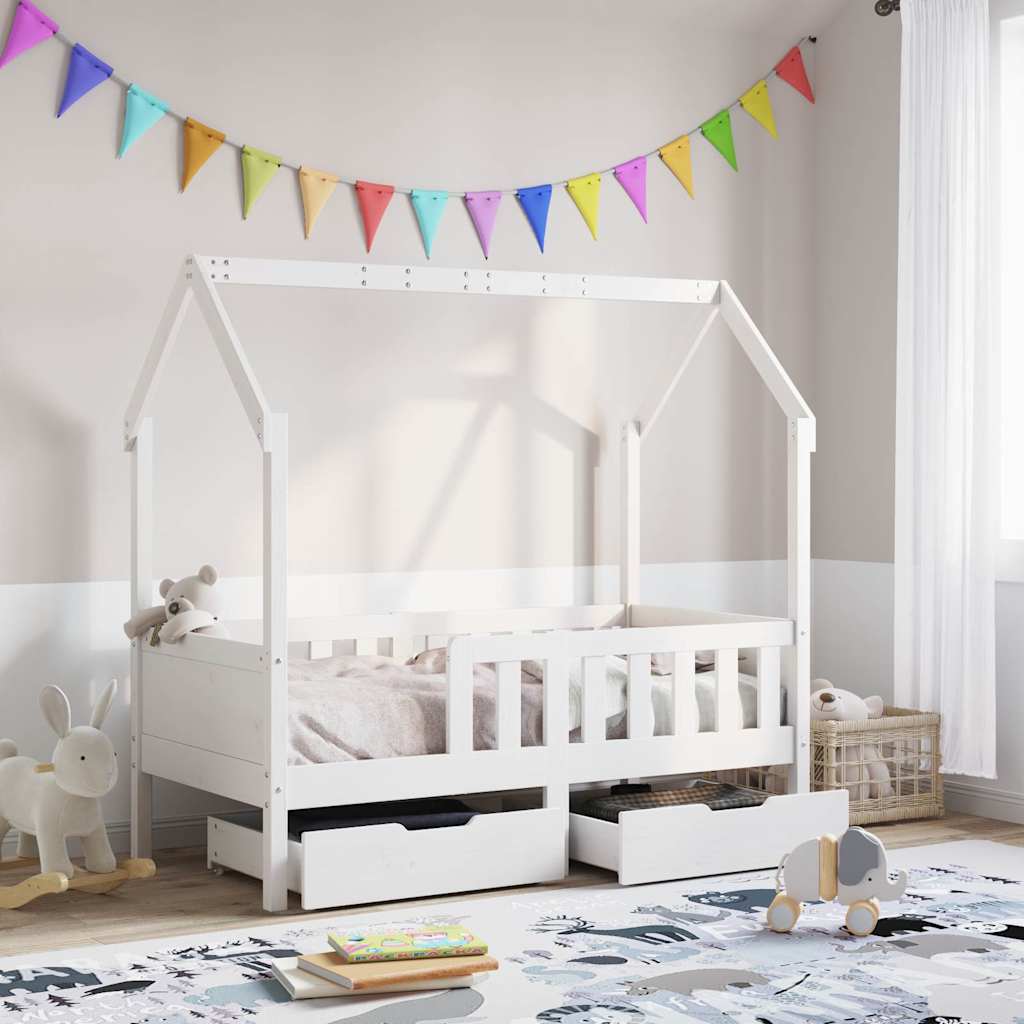 Cadre de lit enfant avec tiroirs sans matelas 70x140 cm bois - XIOS