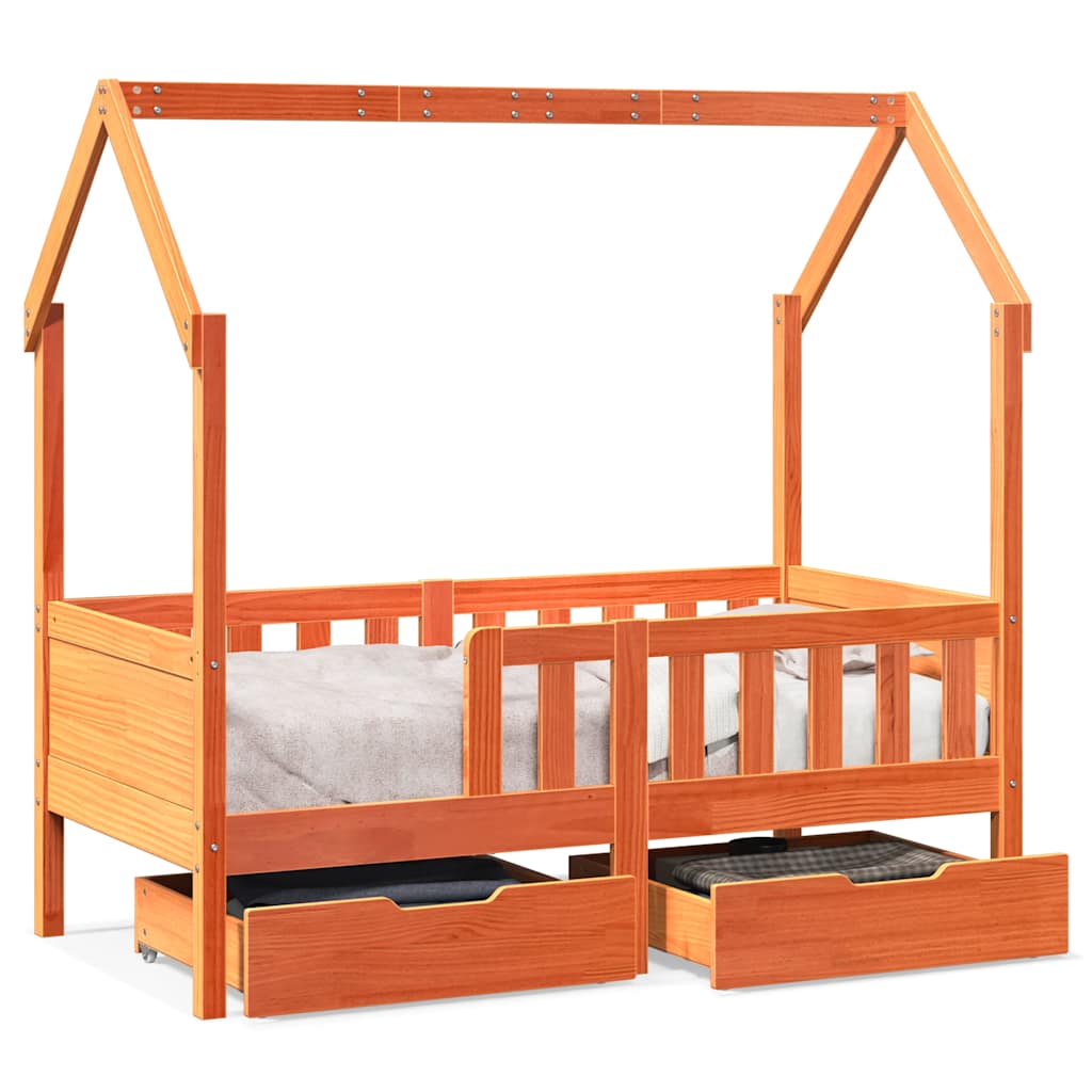 Cadre de lit enfant avec tiroirs sans matelas 70x140 cm bois - XIOS