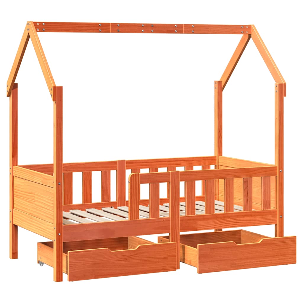 Cadre de lit enfant avec tiroirs sans matelas 70x140 cm bois - XIOS