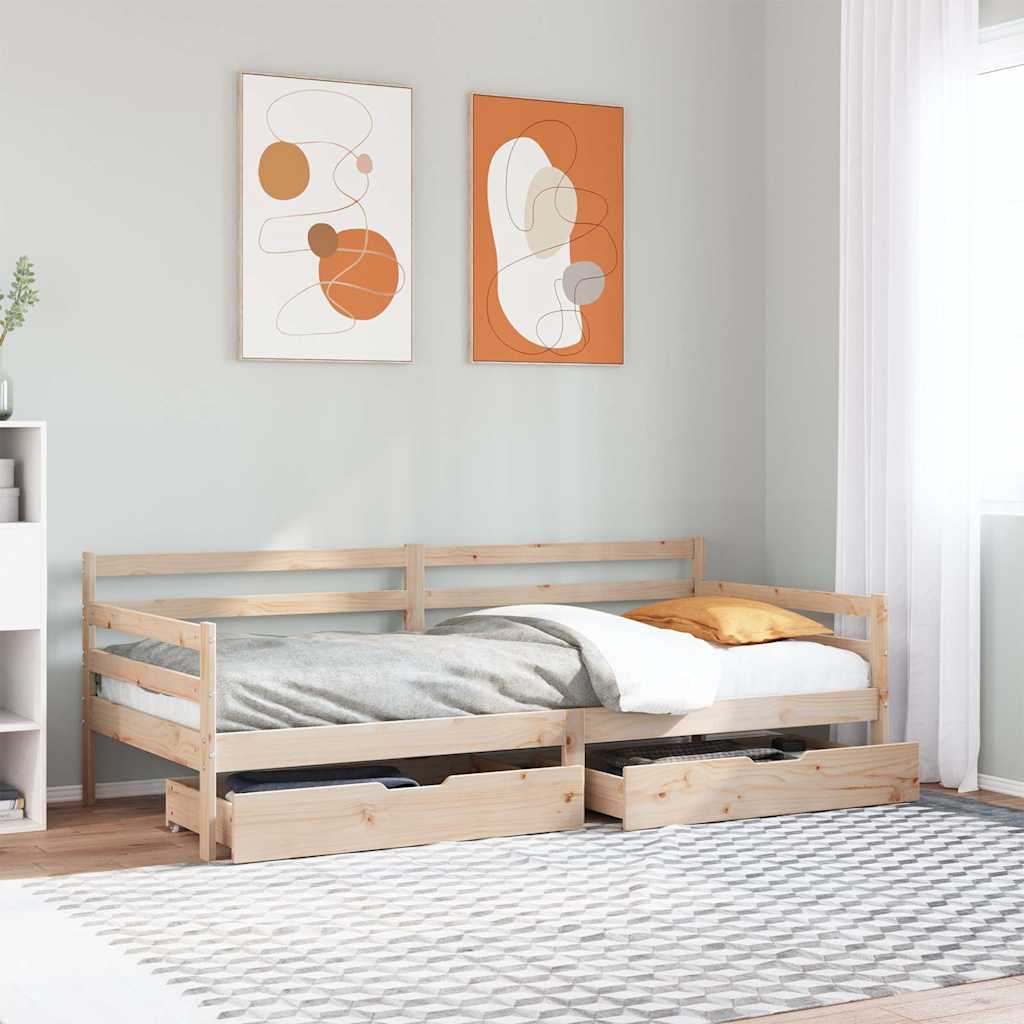 Lit de jour avec tiroirs sans matelas 90x190 cm bois massif - XIOS