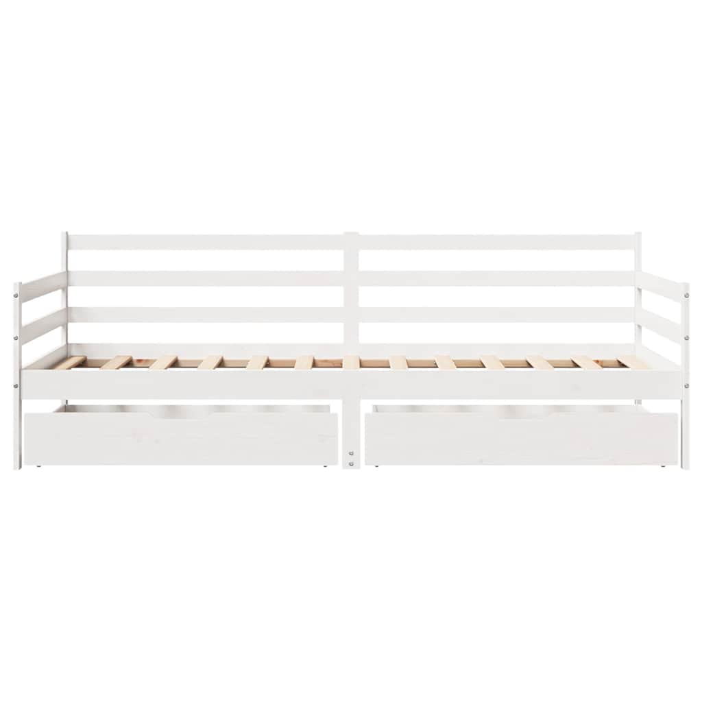 Lit de jour et tiroirs sans matelas blanc 90x190 cm bois massif - XIOS