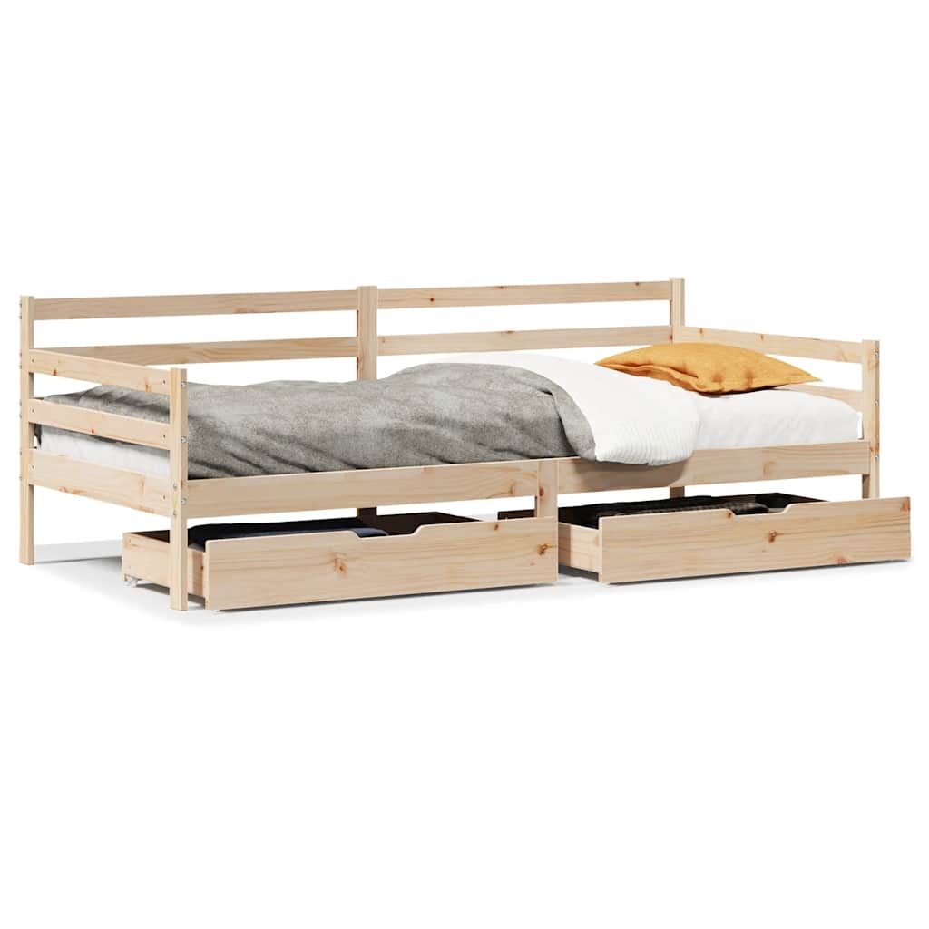 Lit de jour et tiroirs sans matelas blanc 80x200 cm bois massif - XIOS