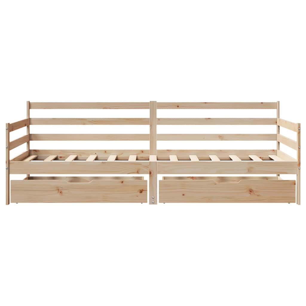 Lit de jour et tiroirs sans matelas blanc 80x200 cm bois massif - XIOS