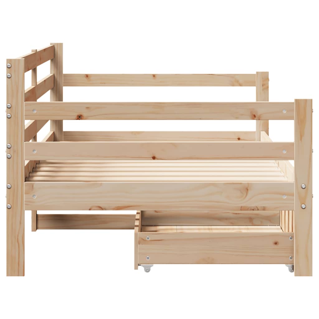 Lit de jour et tiroirs sans matelas blanc 80x200 cm bois massif - XIOS