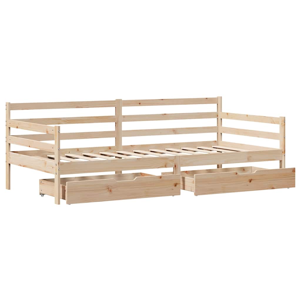 Lit de jour et tiroirs sans matelas blanc 80x200 cm bois massif - XIOS