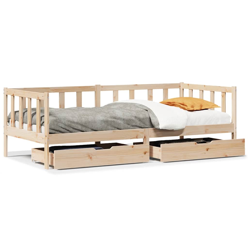 Lit de jour avec tiroirs sans matelas 90x200 cm bois massif - XIOS