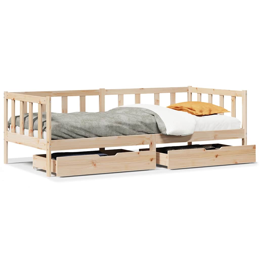 Lit de jour avec tiroirs sans matelas 80x200 cm bois massif - XIOS