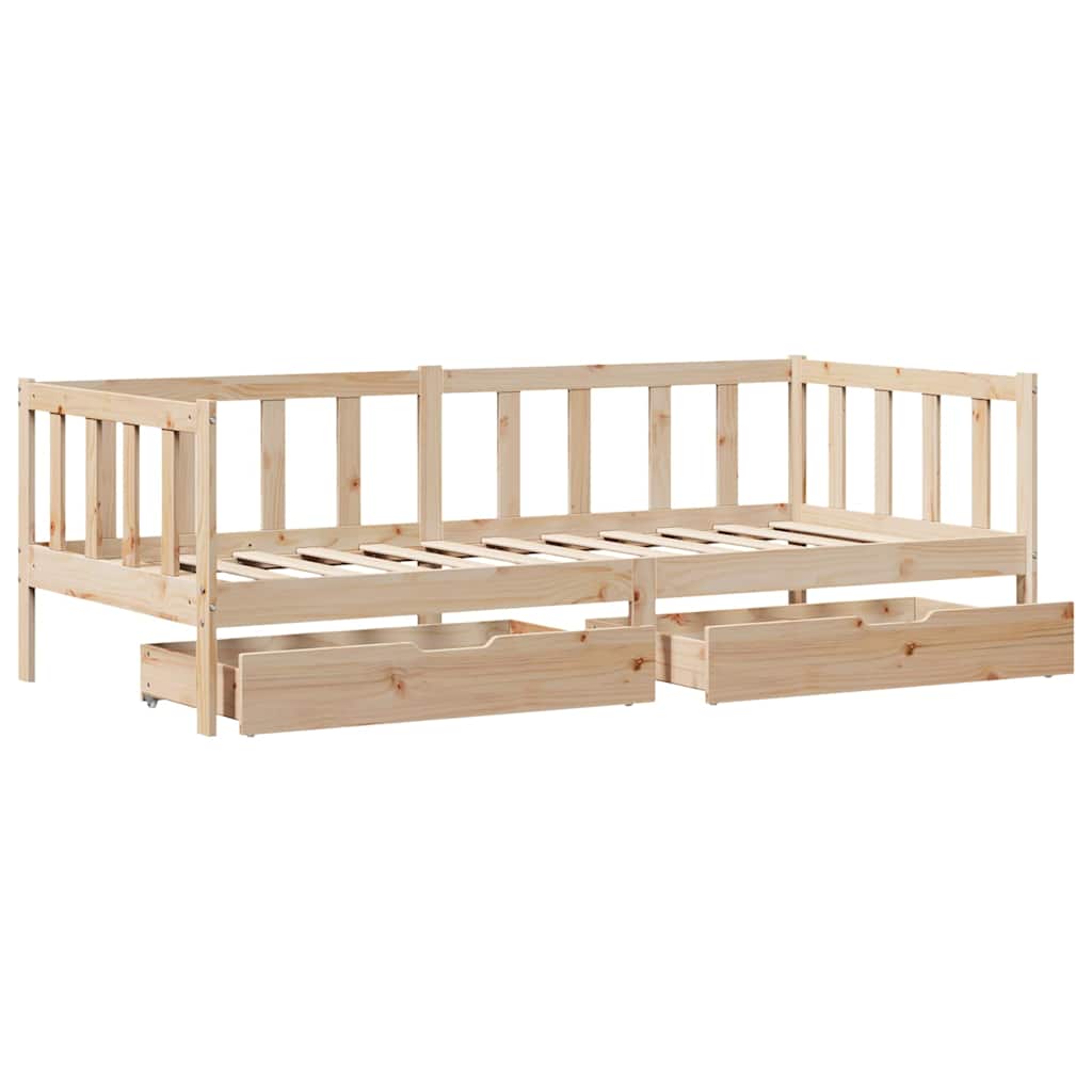 Lit de jour avec tiroirs sans matelas 80x200 cm bois massif - XIOS