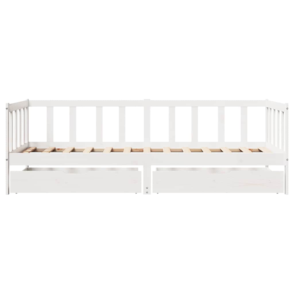 Lit de jour et tiroirs sans matelas blanc 80x200 cm bois massif - XIOS