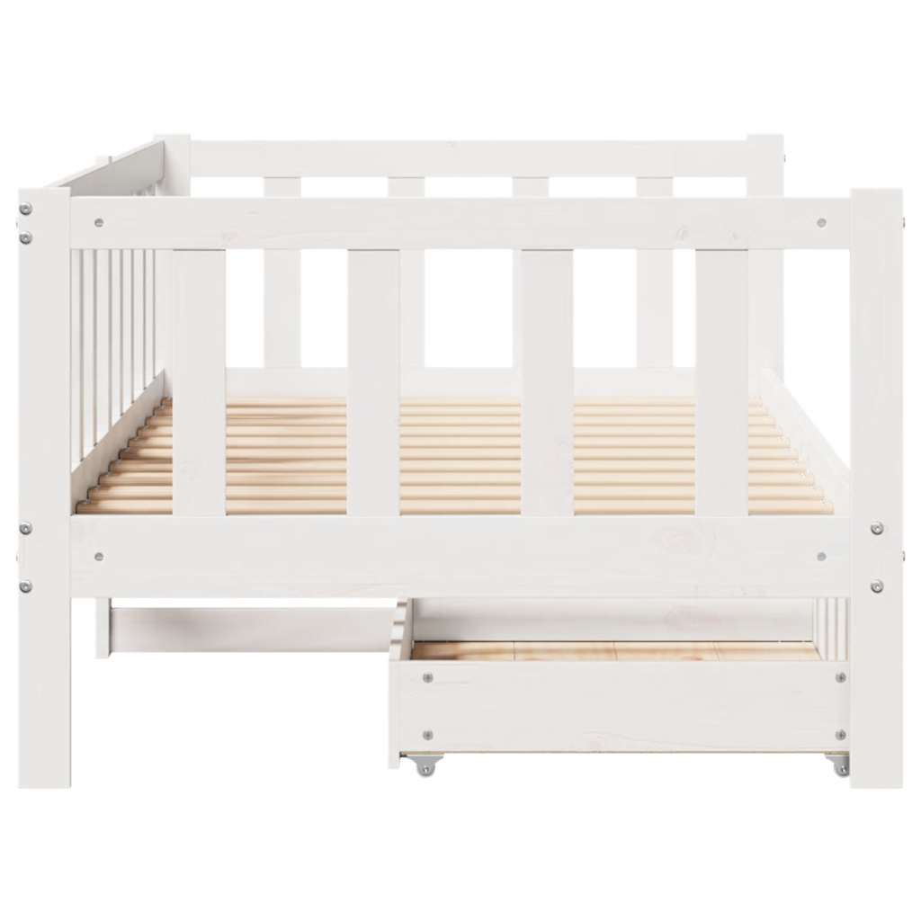 Lit de jour et tiroirs sans matelas blanc 80x200 cm bois massif - XIOS