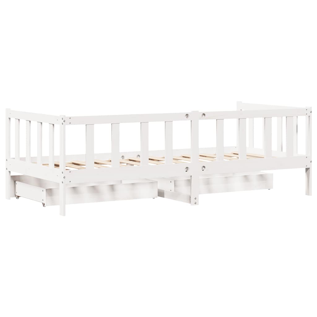 Lit de jour et tiroirs sans matelas blanc 80x200 cm bois massif - XIOS