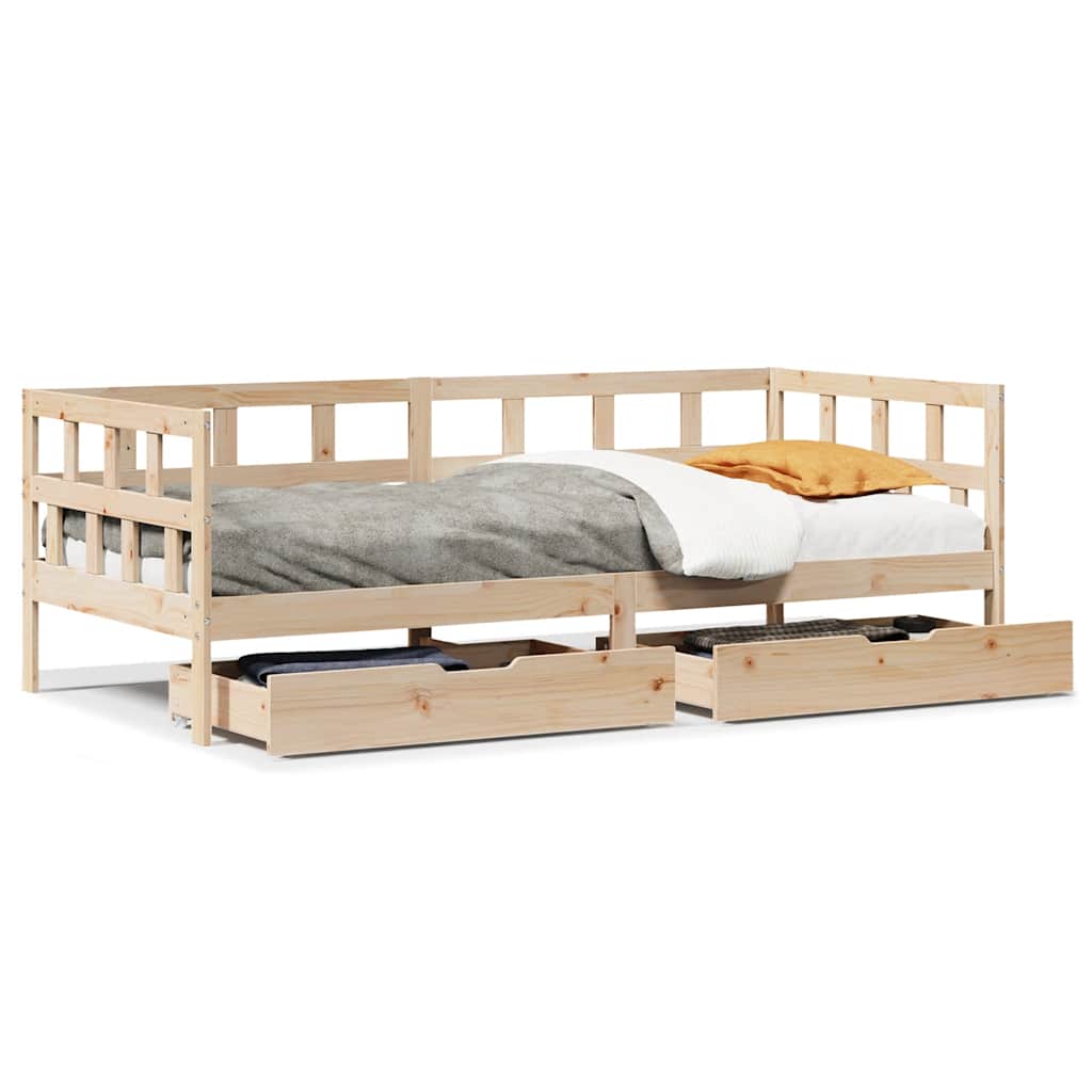 Lit de jour avec tiroirs sans matelas 90x200 cm bois massif - XIOS