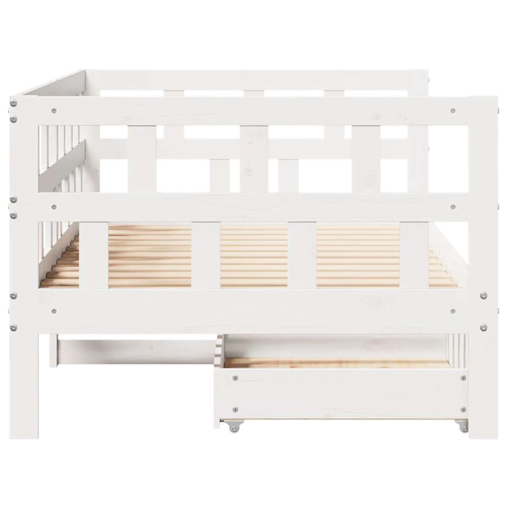 Lit de jour et tiroirs sans matelas blanc 80x200 cm bois massif - XIOS