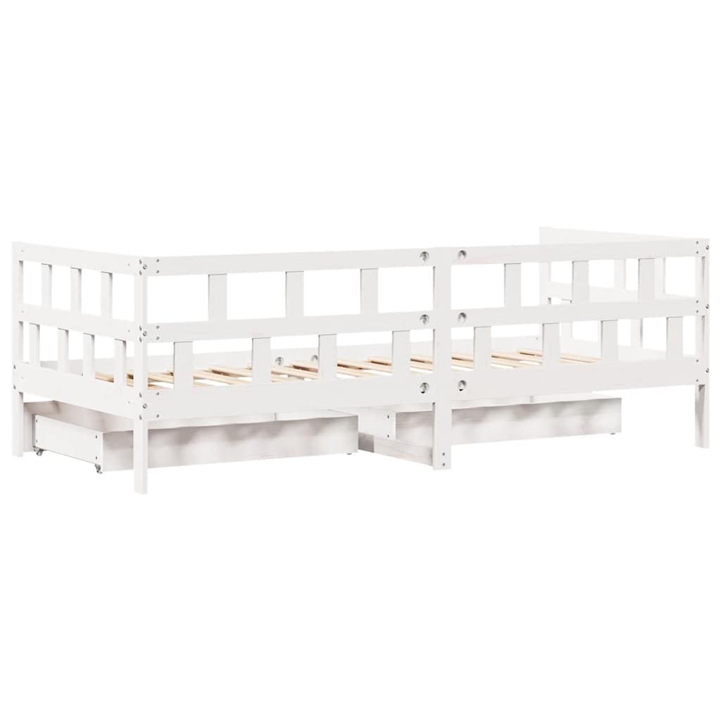 Lit de jour et tiroirs sans matelas blanc 80x200 cm bois massif - XIOS