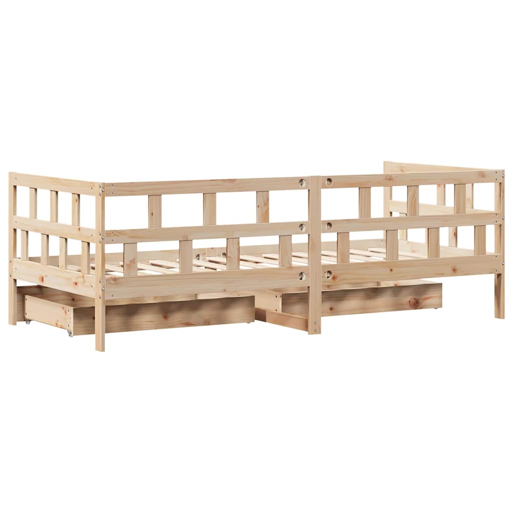Lit de jour avec tiroirs sans matelas 90x190 cm bois massif - XIOS