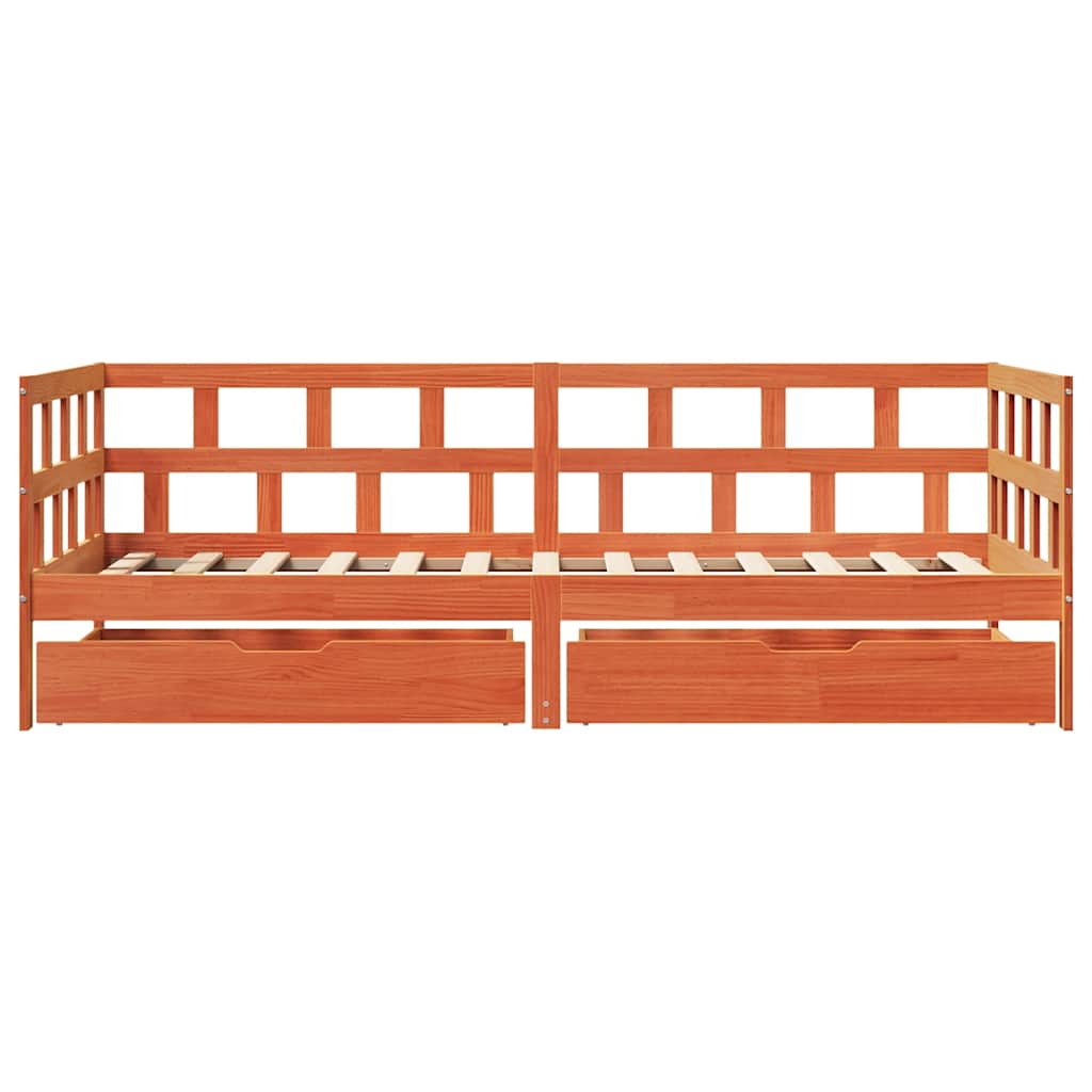 Lit de jour avec tiroirs sans matelas cire marron 80x200cm bois - XIOS