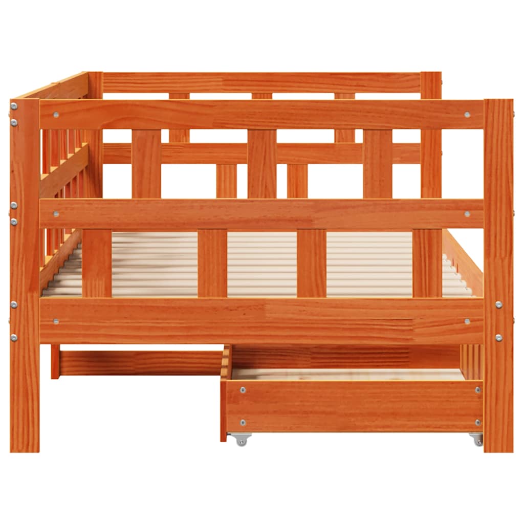 Lit de jour avec tiroirs sans matelas cire marron 80x200cm bois - XIOS