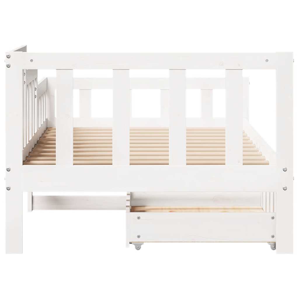 Lit de jour et tiroirs sans matelas blanc 80x200 cm bois massif - XIOS