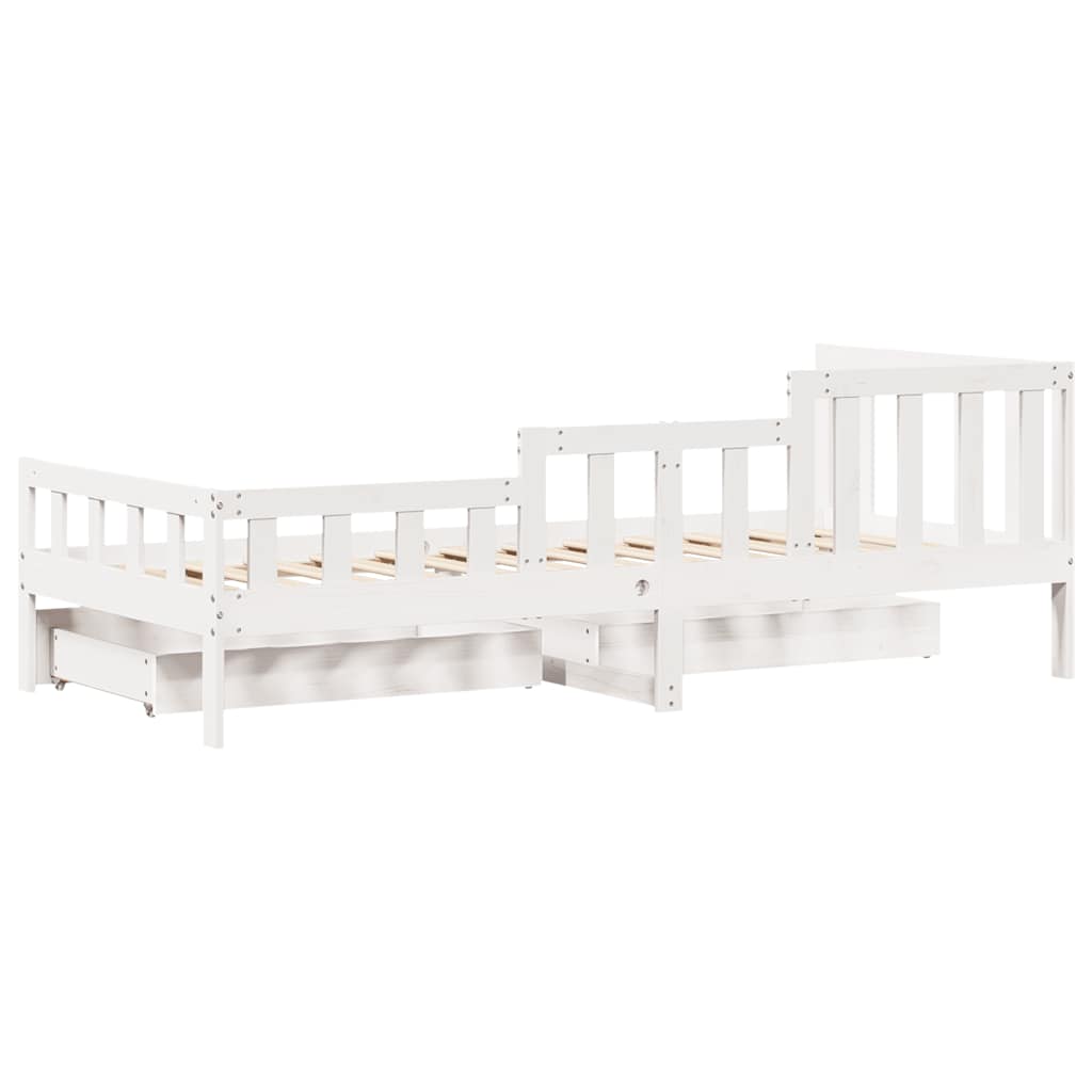 Lit de jour et tiroirs sans matelas blanc 90x200 cm bois massif - XIOS