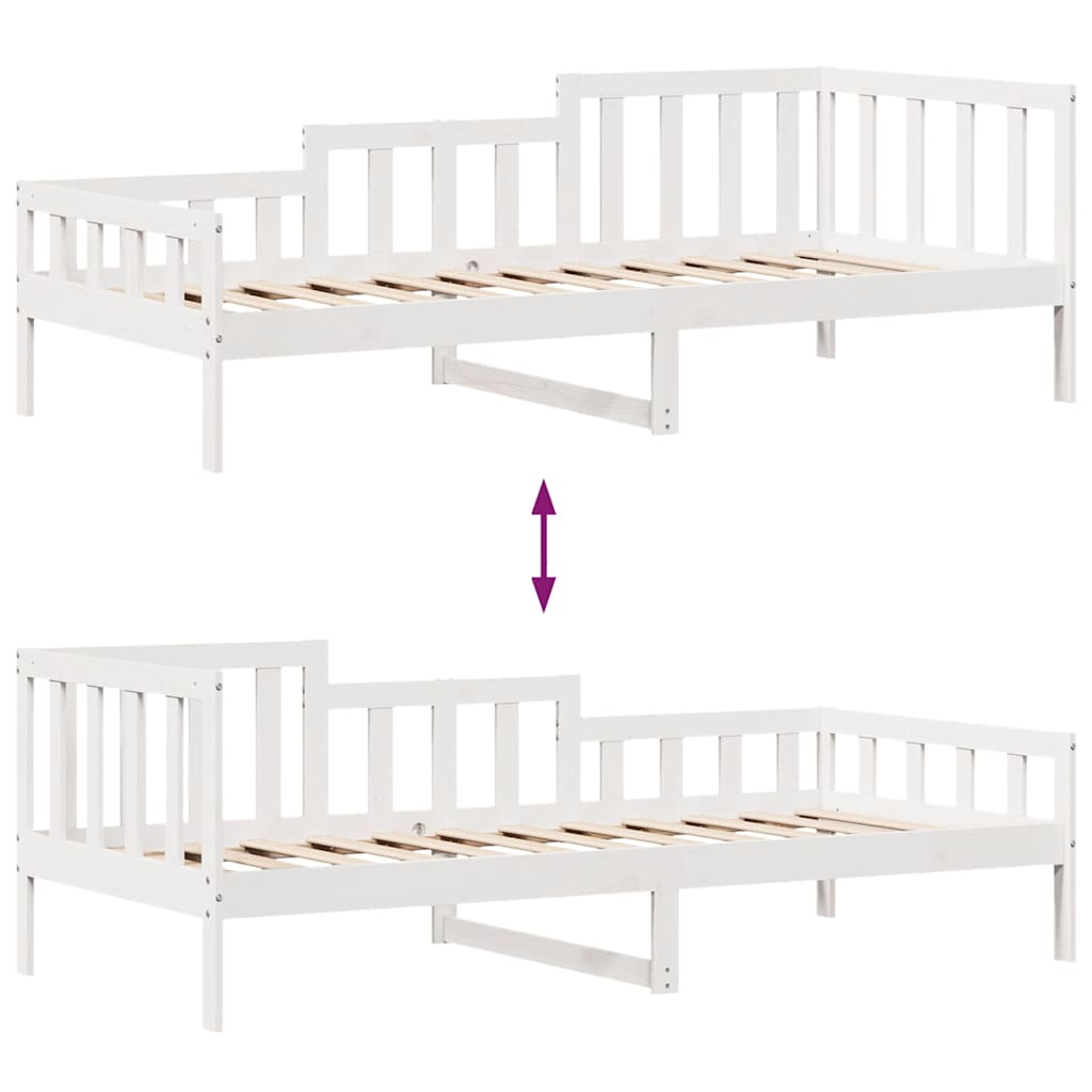 Lit de jour et tiroirs sans matelas blanc 90x200 cm bois massif - XIOS
