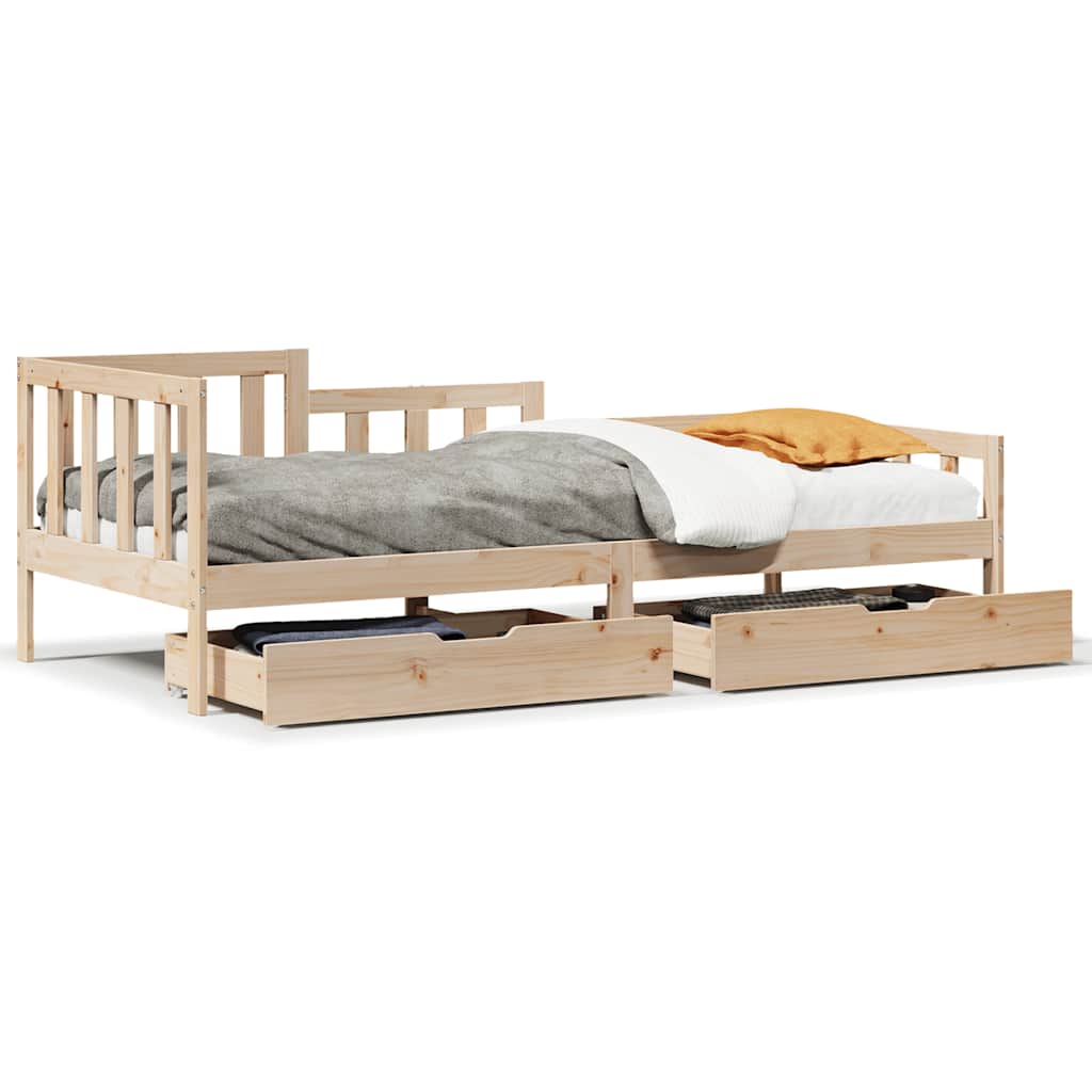 Lit de jour avec tiroirs sans matelas 90x190 cm bois massif - XIOS