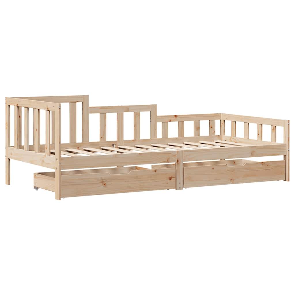 Lit de jour avec tiroirs sans matelas 90x190 cm bois massif - XIOS